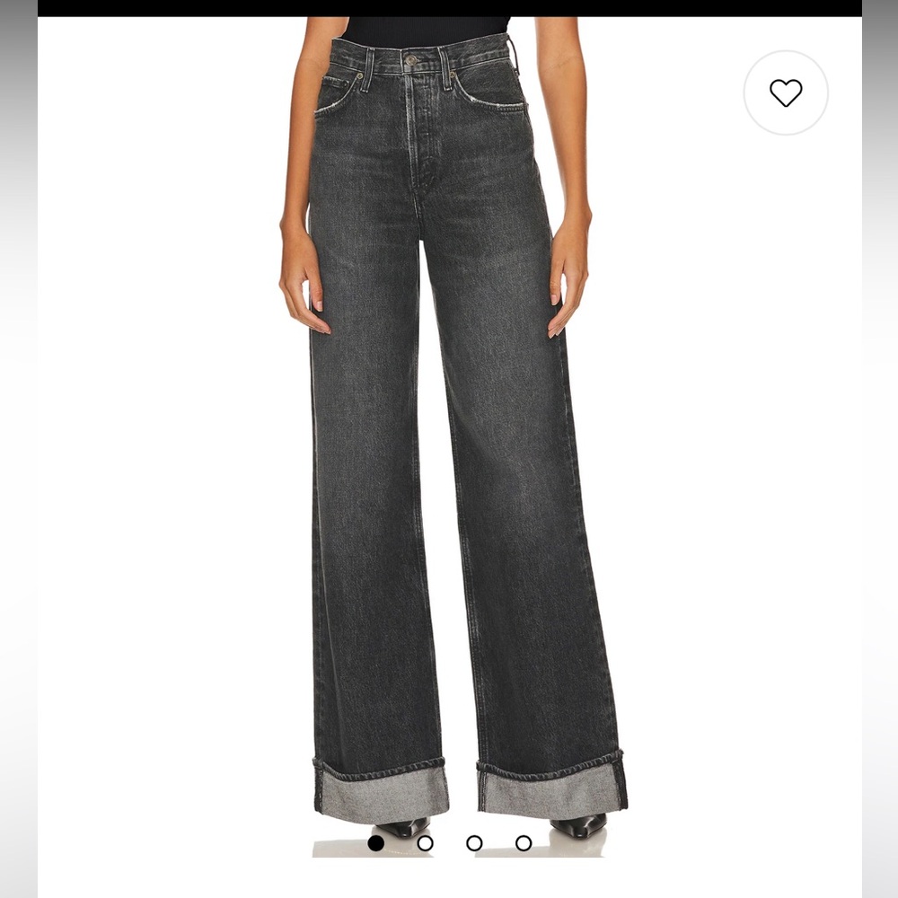 AGOLDE Women's Dame High Rise Wide Leg Jeans - Black